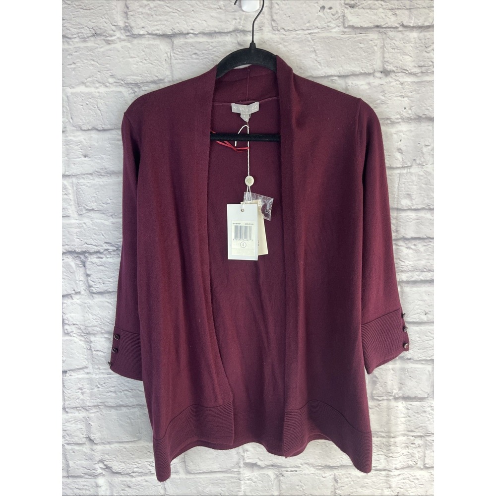 Evolution by Cyrus  Women's NWT Preppy Burgundy Lightweight Cardigan Small
